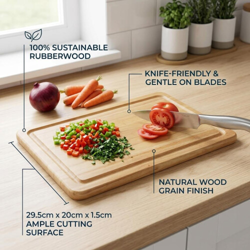 Rubber Wood Eco-Friendly Cutting Chopping Board 30 x 20 cm 1