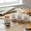 Dimples Egg Cup Set of 4 Ceramic White with Black Writing Dishwasher Safe 5