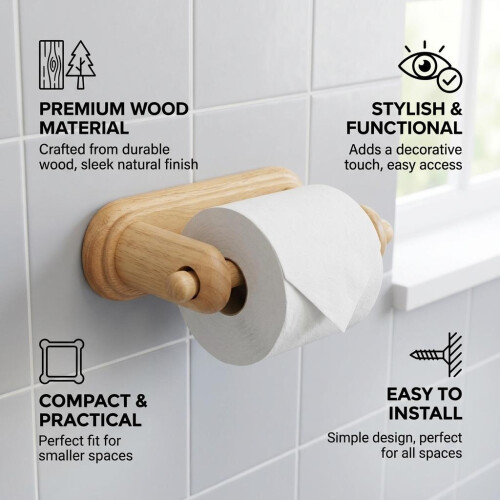 Apollo Wooden Toilet Roll Holder 1