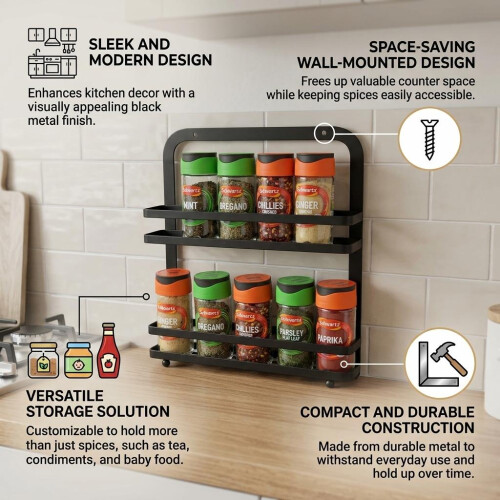Apollo Flat Iron 2 Tier Spice Rack 1