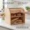 Rubber Wood Double Decker Bread Bin Kitchen Food Storage Roll Top Container New 2