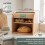 Rubber Wood Double Decker Bread Bin Kitchen Food Storage Roll Top Container New 4