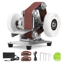 Electric Mini Belt Sander, 7-Speed Adjustable, with Polishing, Grinding Wheel & 20 Sanding Belts, for DIY Woodworking, Metal & Acrylic Polishing