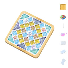 Wooden Cup Mats Mosaic Craft Set Mixed Colors 6 Pieces