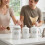 Dimples Canister Set 3 Pieces Ceramic White with Black Writing Coffee Tea Sugar 4