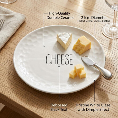 Dimples Cheese Plate 21cm Elegant Ceramic Dimple Effect and Cheese Debossed 2