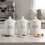 Dimples Canister Set 3 Pieces Ceramic White with Black Writing Coffee Tea Sugar 6