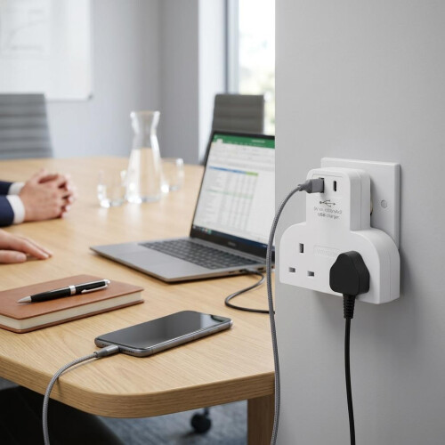 2 Way Plug Adaptor With Type C/USB 2