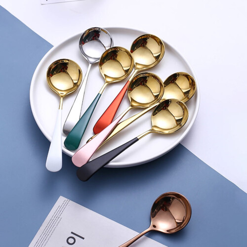 Stainless Steel Soup Spoons Smooth Handle Ergonomic Design 1