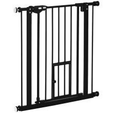 Portão de segurança para animais de estimação, preto, com porta de fechamento automático, 76 cm
