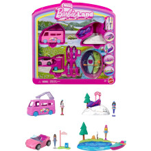 Barbie Mini BarbieLand 4-Pack Doll & Toy Vehicle Set with 4 1.5-inch Dolls & 4 Iconic Toy Vehicles with Color-Change Surprise