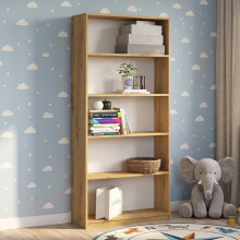 (Artisan) 5 Tier Bookcase - Tall Freestanding Wooden Bookshelf for Living Room, Study & Bedroom (80 cm W x 30 cm D x 182 cm H)