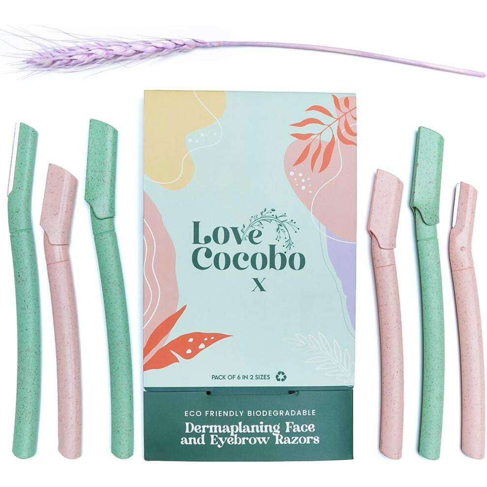 Love Cocobo , Dermaplaning Blades For Face, Eco Wheat Straw Eyebrow Razor, Face Razors For Women, Facial Hair Remover For Women, Peach Fuzz Remover