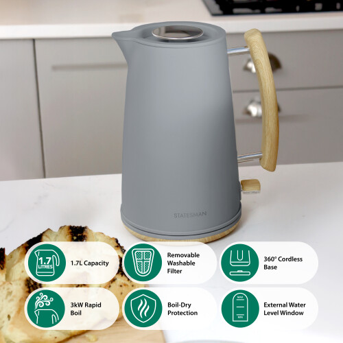 statesman Statesman 1.7L Scandi Kettle, Grey 1