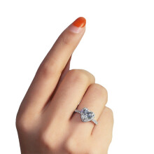 Herzförmiger, glänzender Strass-Ehering, kreatives Damen-Haarreif-Geschenk – Silber, US 8