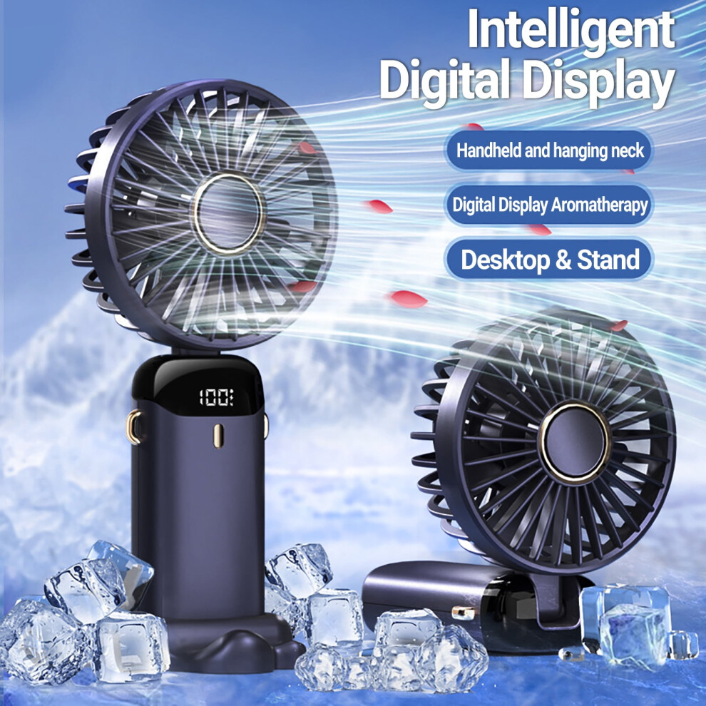 Hariumiu Mini Fan With Digital Display 5-Speed Handheld 9178400385568