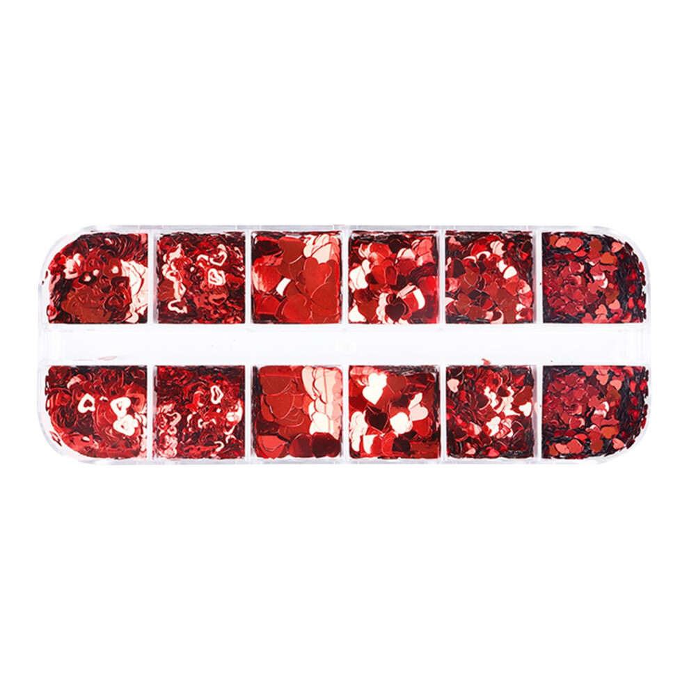 Nail Sequins Assorted Shapes 12-Grid Box