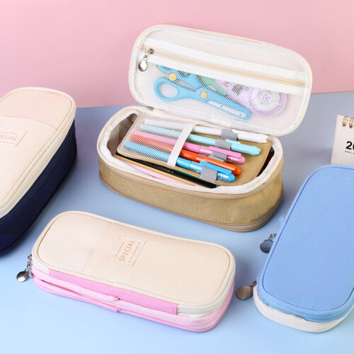Hariumiu pencil case canvas double-layer 1 large