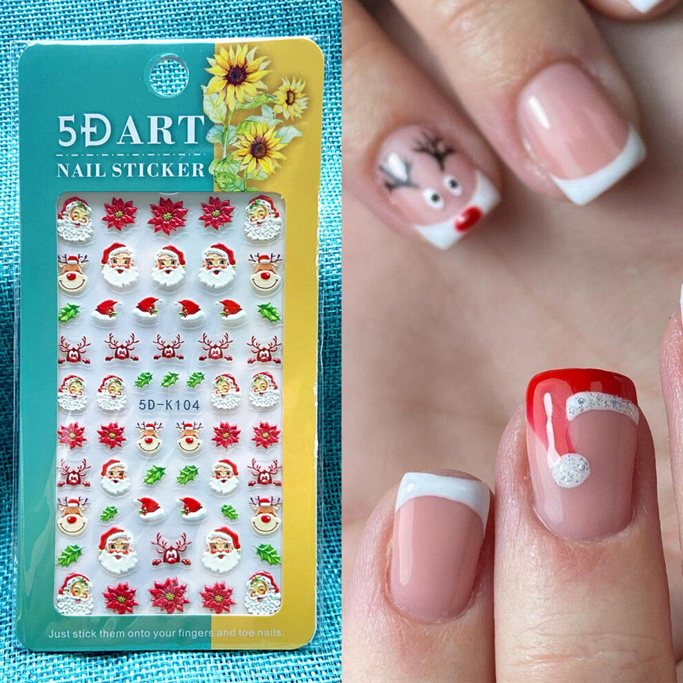 Christmas nail art stickers Santa snowflake elk snowman 24