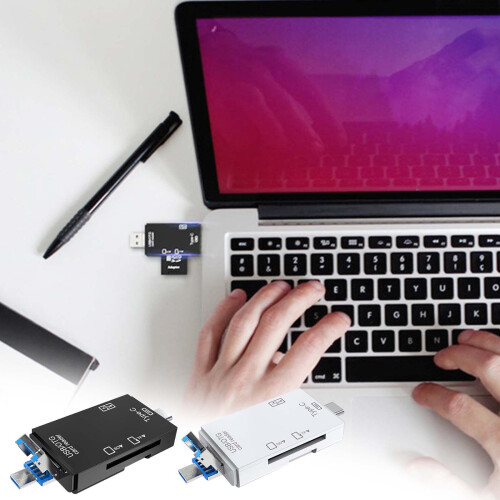 Leitor de cartão USB Tipo C 6 em 1 Zeceouar, compatível com USB-A, USB 2.0, OTG, smartphone, PC e câmera digital. 2