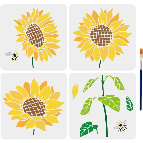 Sunflower Stencil Template Set 4 pcs 12.421.7 inch