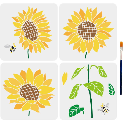 Sunflower Stencil Template Set 4 pcs 12.421.7 inch 1