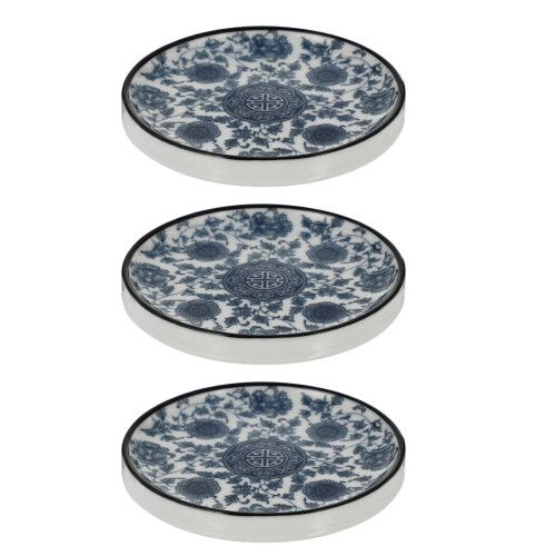 Ceramic Coasters Blue White Set of 3