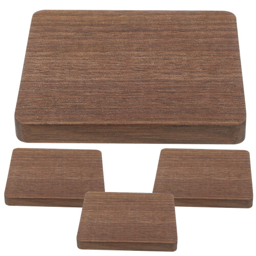Glass coaster rustic wooden square 4 pcs