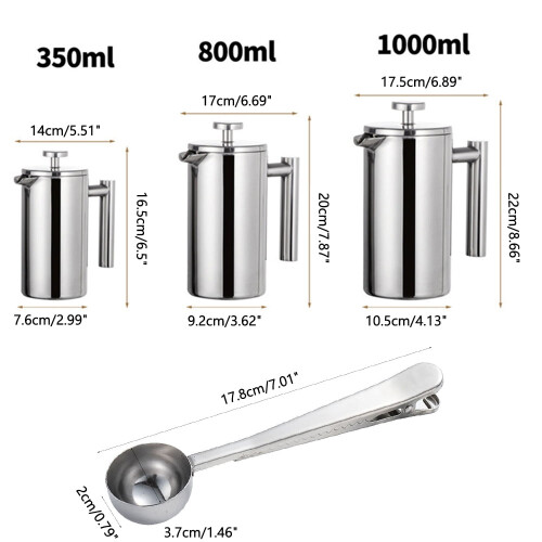 Cafetière à piston Hariumiu en acier inoxydable 800 ml 2