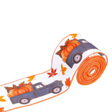 Giyblacko autumn burlap ribbon with fall leaves design 25m