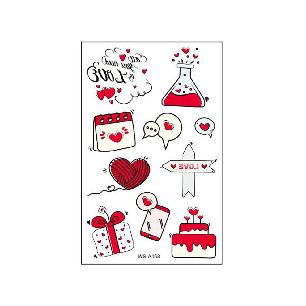Valentine's Day crystal love tattoo sticker set