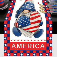 4th of July table runner patriotic stripes wired edge satin