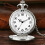 Relógio de bolso vintage brilhante, quartzo, com báscula e corrente. 5