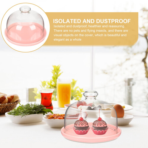 Dessertteller mit Deckel, rosa Glas, wiederverwendbar, 1 Stück 2