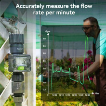 RAINPOINT Digitale Waterstroommeter IPX6 Buitentuinslang Real- Tracking Slimme Watermeter voor Buitenplanten