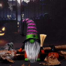 Halloween Broomstick Decoration with Rudolph Faceless Doll