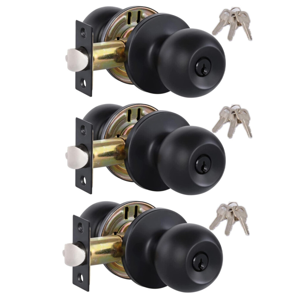 Giyblacko Black Keyed Entry Door Knob Standard 917087706452