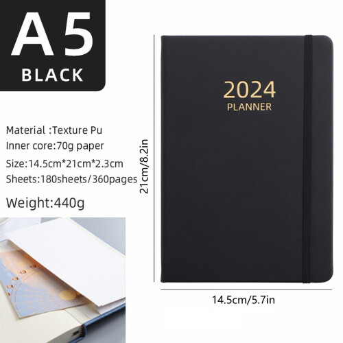 Giyblacko A5 planner notebook faux leather 180 sheets 2