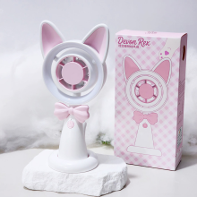 (WHITE) New Cat-shaped Handheld Fan With Strong Wind, USB Charging, Suitable For Student Dormitories, Desktop Small Fan With Light