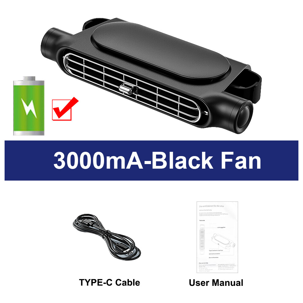 (3000Ma-Black Fan) Car Seat Cooling Fan 3 Speed Adjustable 5V Usb Car Headrest Cooling Air Fan Car Seat Fan For Front Rear Car Interior Accessories 6192369675259
