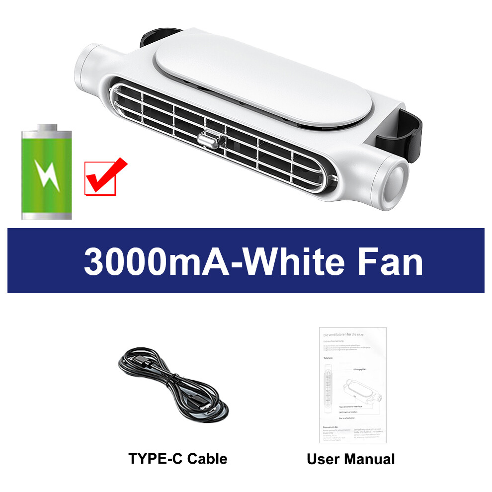 (3000Ma-White Fan) Car Seat Cooling Fan 3 Speed Adjustable 5V Usb Car Headrest Cooling Air Fan Car Seat Fan For Front Rear Car Interior Accessories 6192369675266