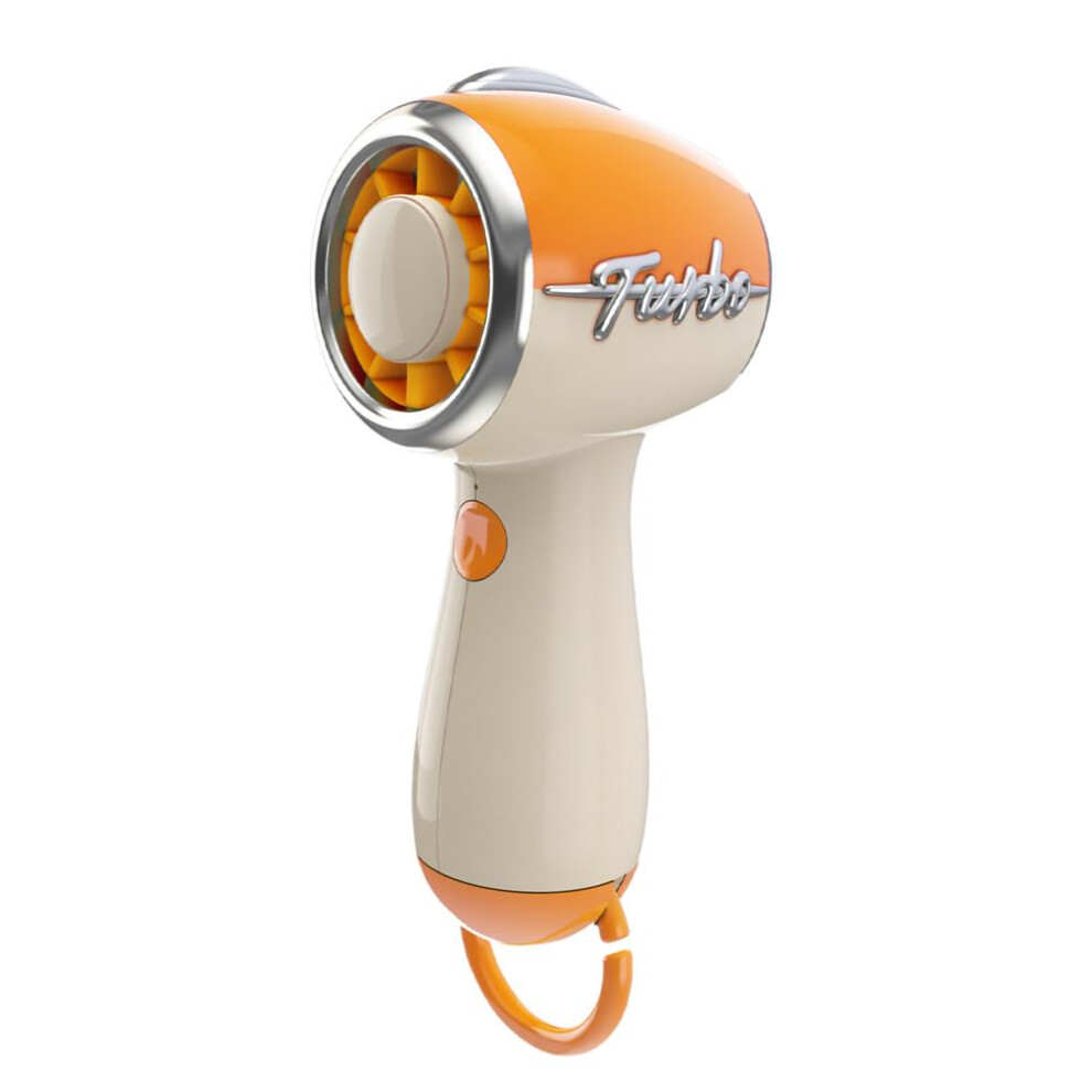(Orange) Mini Cooling Electric Fan Portable Super Powerful Wind Electric Fan Silent Turbine High-Speed Home Handheld Type-C Charge Fan 6192369675228