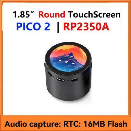 For Raspberry  2 RP2350A 1.85 Inch Round Touchscreen Display Speaker Box RP2350-Touch-LCD-1.85C-BOX 1