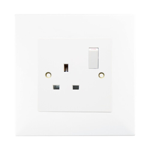 2 White Single Switch Surround Square Finger Plate For 1 Gang 2