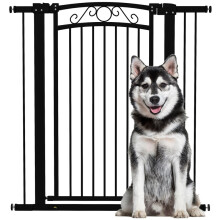 Grade de segurança extensível preta para cães com trava dupla.