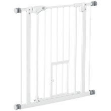 Portão de segurança branco para animais de estimação com porta de fechamento automático, 80 cm