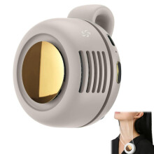 (White) Portable Clip On Mini Bladeless Fan Silent Electric Waist Shirt Fan 3 Speed Adjustable for Outdoor Camping Travel Cooling Use