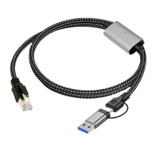 1 Pz Cavo USB-Ethernet da 1,2 M, Adattatore di Rete LAN Gigabit da USB C A RJ45, Connettore USB 3.0 A e Tipo C Maschio A RJ45