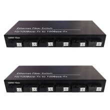2X 6Port 10/100M Ethernet 6 Fiber Port 25KM 2UTP RJ45 Fiber Optical Transceiver Optical Media Converter US Plug
