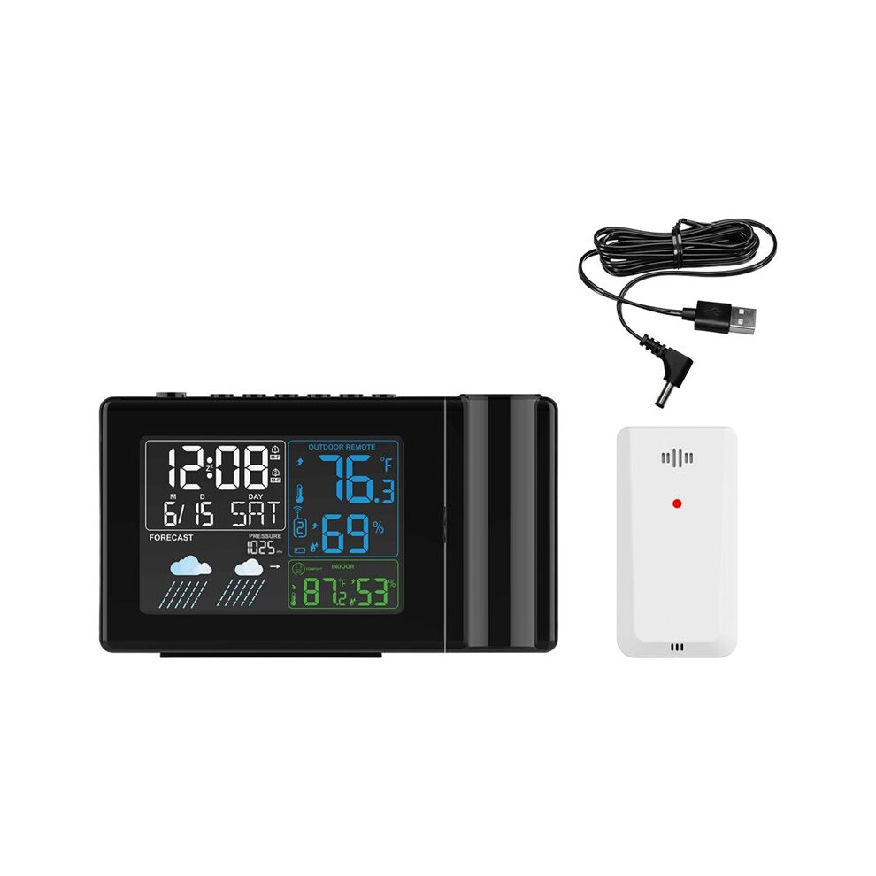 Outdoor Weather Station Thermometer Weather Forecast Projection Alarm Clock With Temperature And Humidity Light 4712580058901